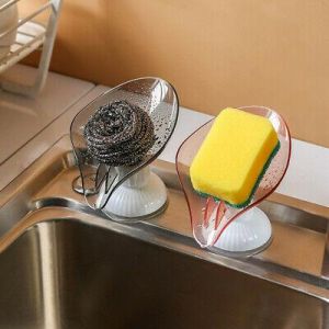 Rotatable Soap Dish Holder Suction Cup Tray Drain Storage Plate Bathroom Kitchen